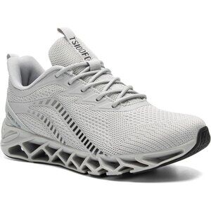 Women's Light Gray Walking Running Tennis Blade Non Slip Athletic Sneakers Shoes